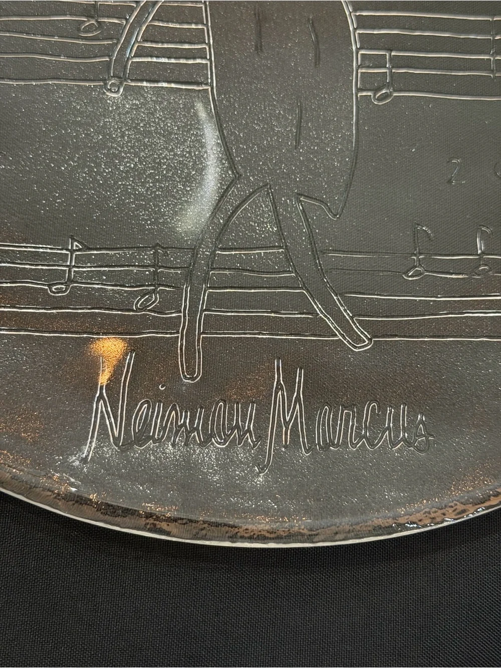 Vintage Neiman Marcus 2004 “Making Spirits Bright” Glass Holiday Platter